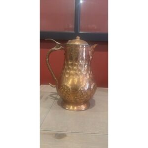 Vintage Copper Pitcher Hand Made Hammered Made in Albania Numbered